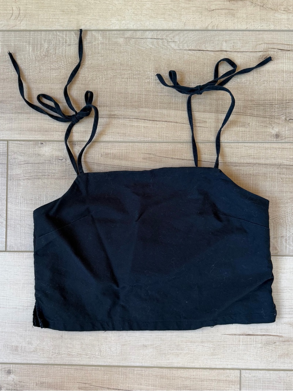John Galt Woman’s Black Cropped Tank Tie Straps One Size Fits Most